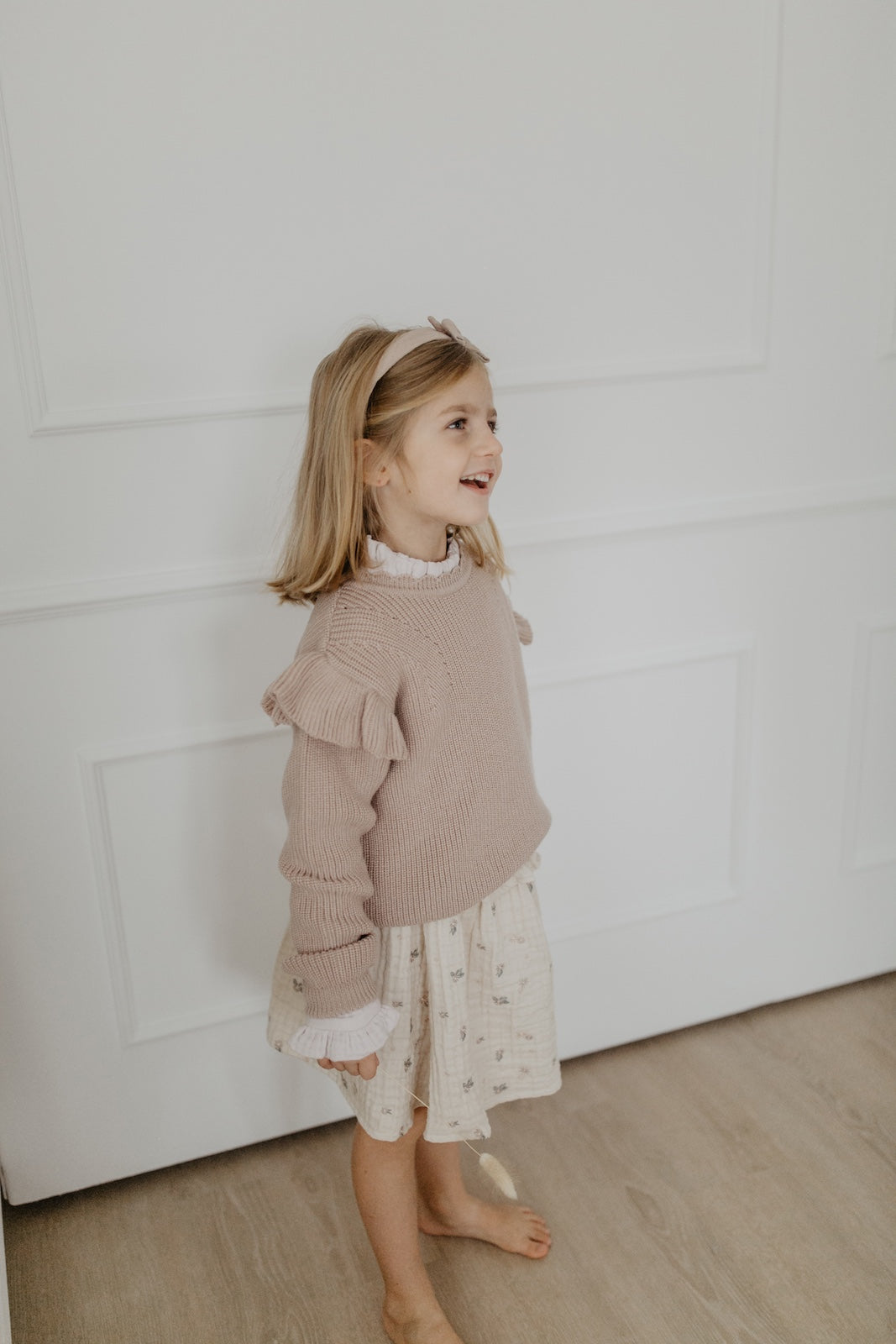 Musselinrock mit Blumenstickerei 'Cappuccino'