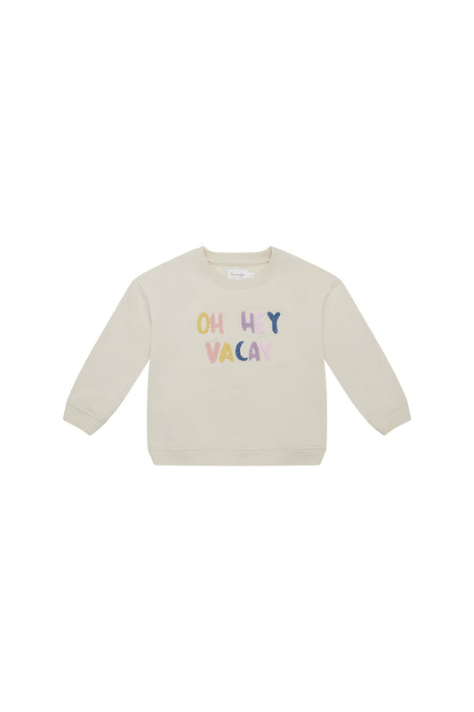 Oversized Sweatshirt 'Oh Hey Vacay' Beige