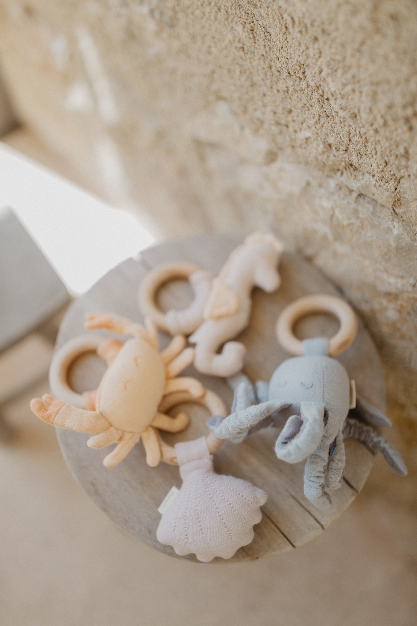 Rassel mit Holzring 'Octopus'