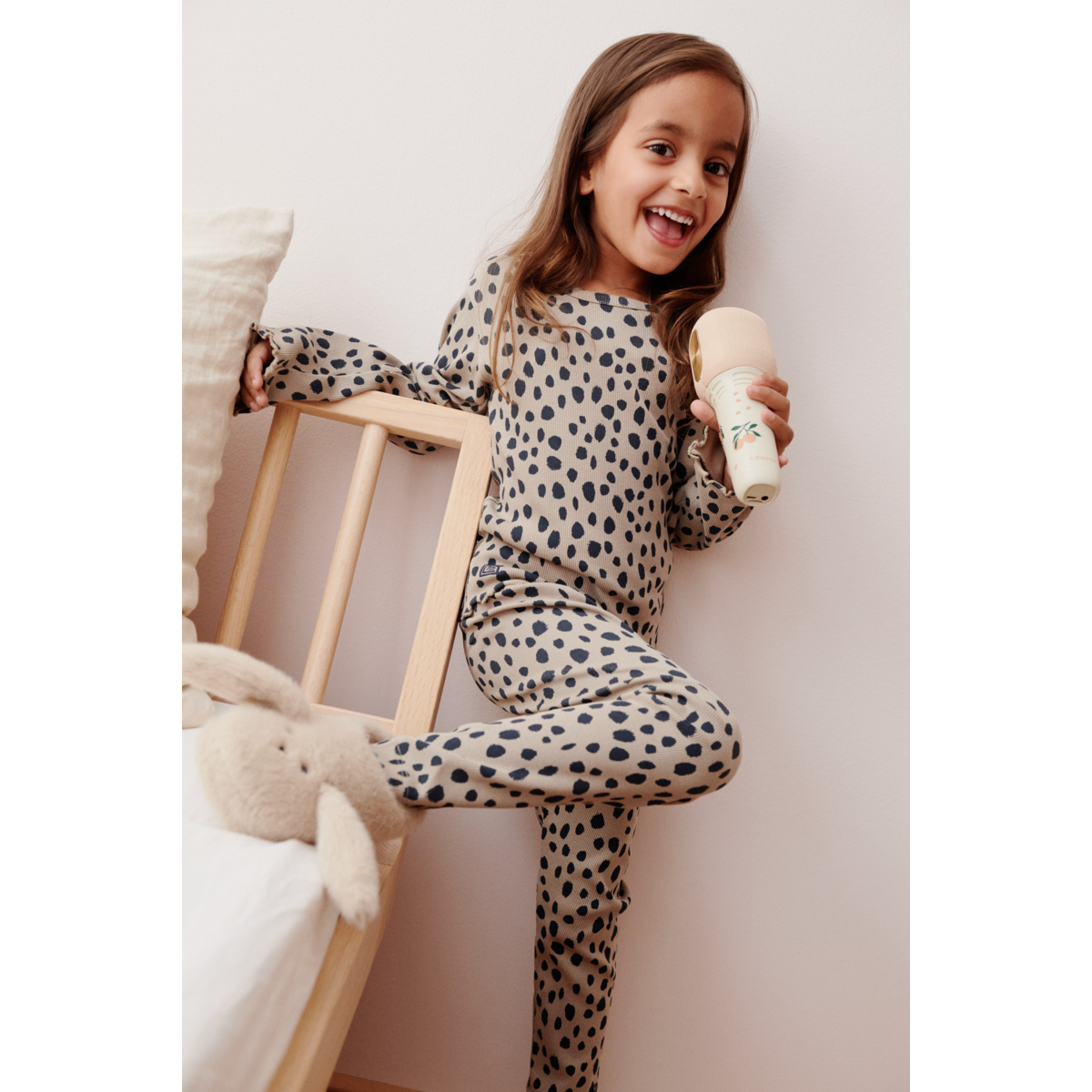 Leggings Marien aus Rippstrick 'Leo Spots/Mist'