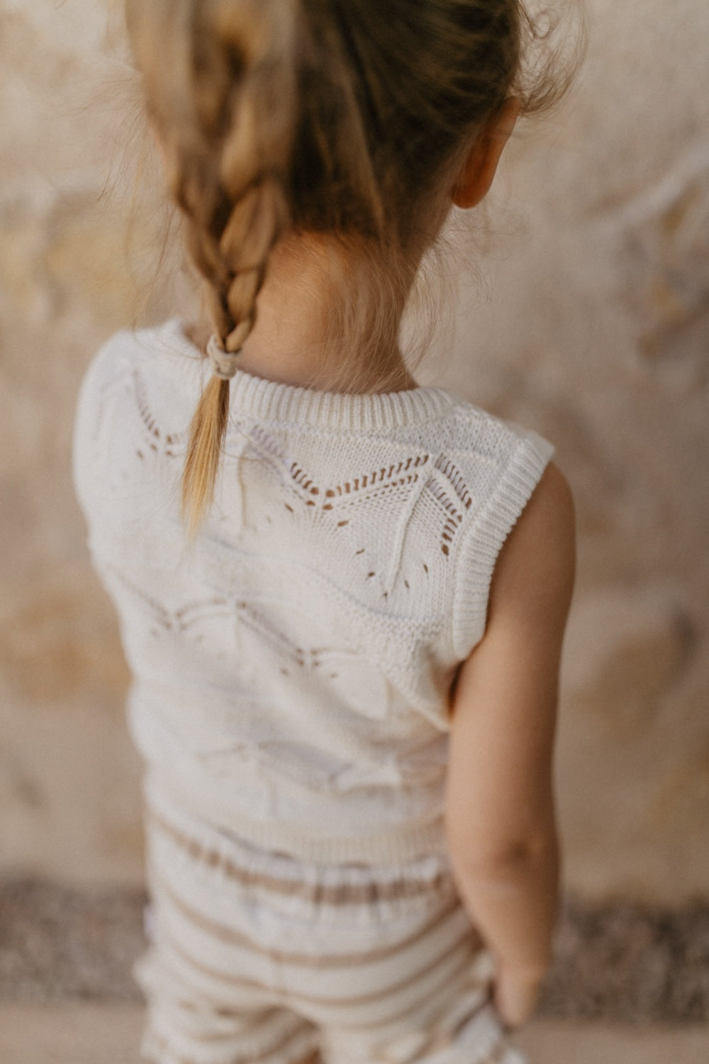 Stricktop mit Lochstrickmuster 'Creme'