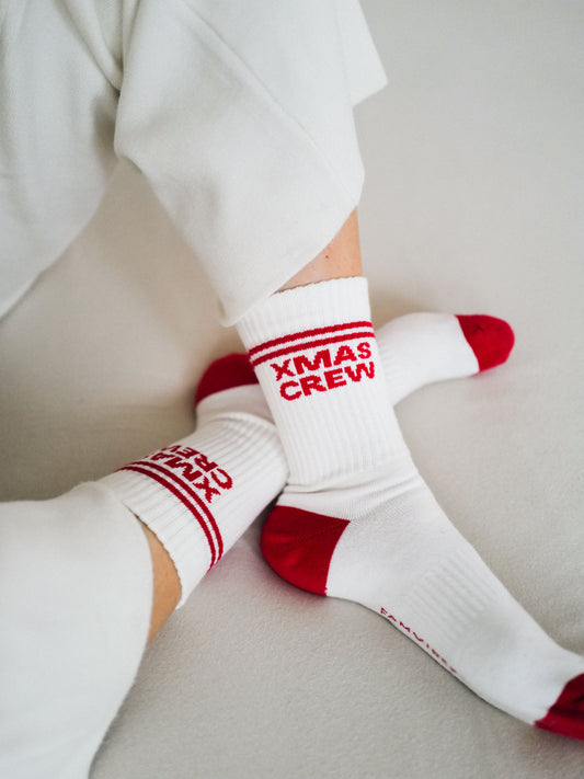 X-Mas Crew Socken Unisex 'Milk/Rot'