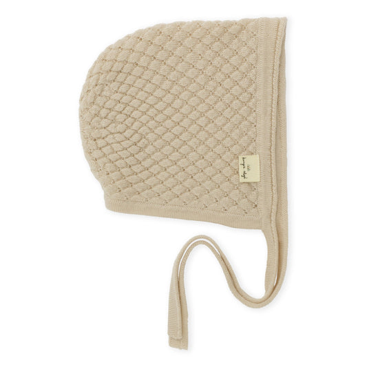 Pointelle Strickmütze Fuzzy Helmet 'Almond Milk' - The Little One • Family.Concept.Store.