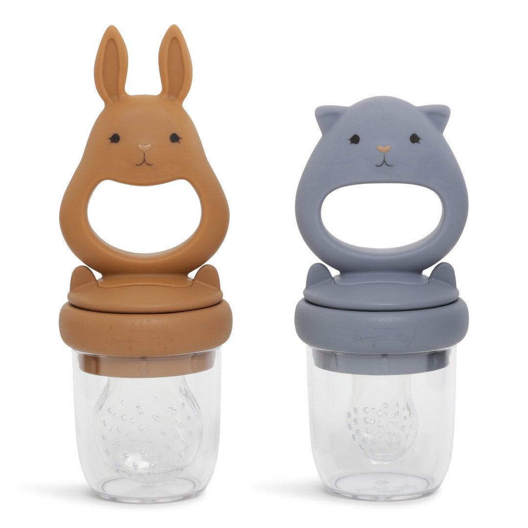 2er-Set Silikon-Fruchtsauger Bunny 'Quicksilver/Caramel' - The Little One • Family.Concept.Store.