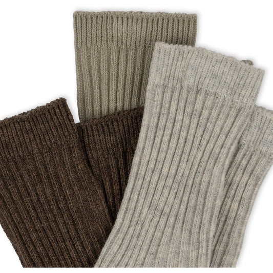 3er Pack Ripp-Socken 'Soft Grey/Ment/Brown' - The Little One • Family.Concept.Store. 