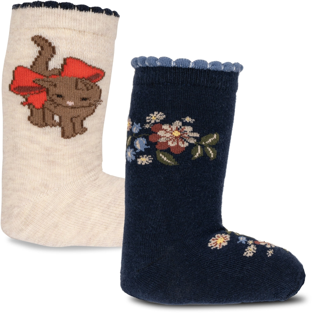 2er-Pack Lapis Socken 'Cat/Flower' - The Little One • Family.Concept.Store. 