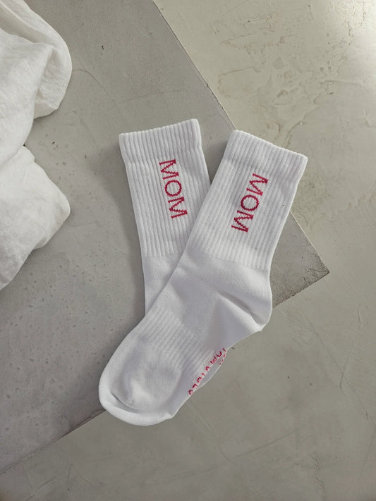 MOM Socken 'Weiß/Pink'