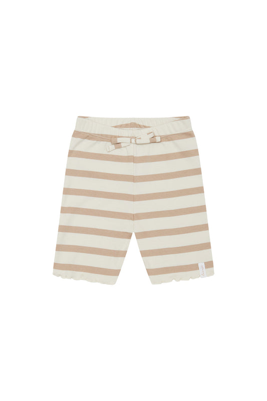 Kurze Jersey Leggings mit Schleife 'Beige Stripes'