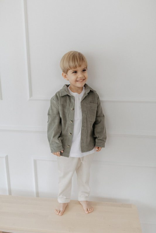 Cordhemd mit Brusttasche 'Green'