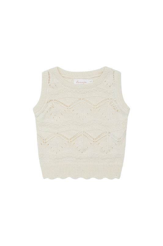 Stricktop mit Lochstrickmuster 'Creme'