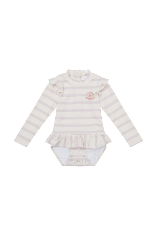 Langarm-Badeanzug 'Lavender Stripes'