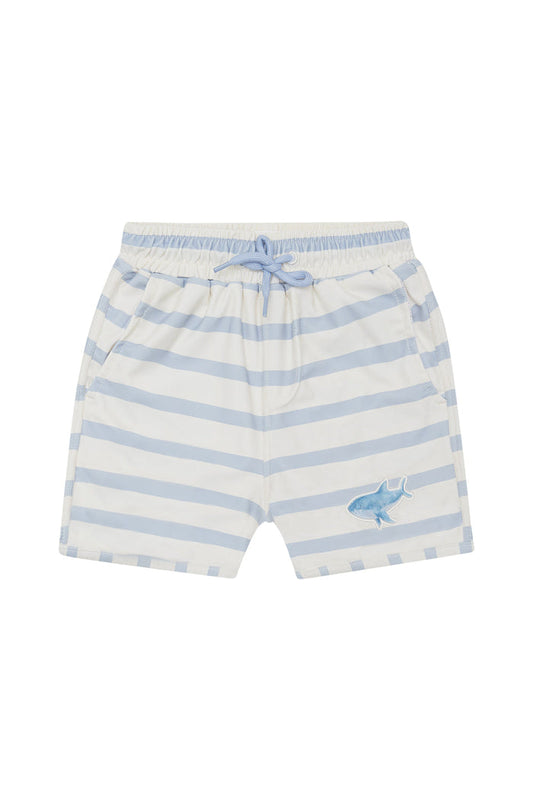 Badeshorts 'Blue Stripes' mit Hai-Patch