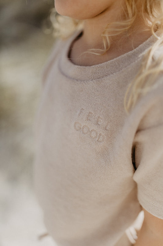 T-Shirt 'Feel Good' aus Frottee 'Dusty Rose'