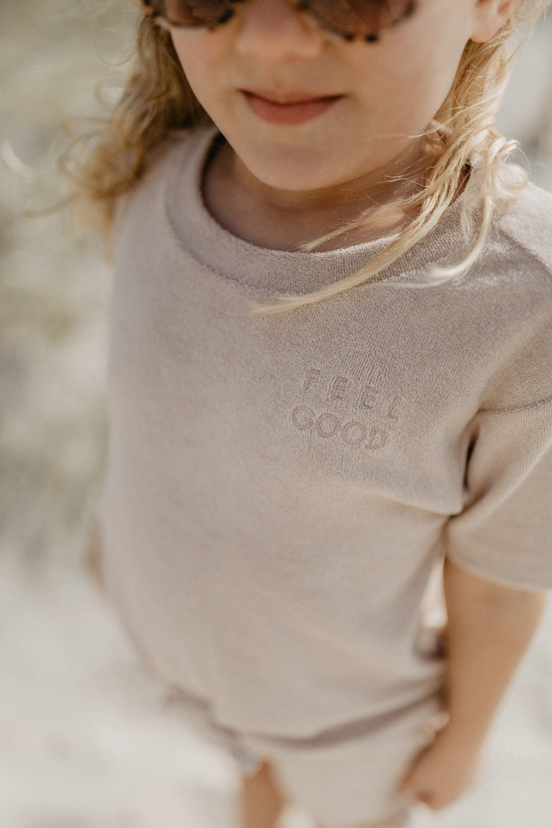 T-Shirt 'Feel Good' aus Frottee 'Dusty Rose'