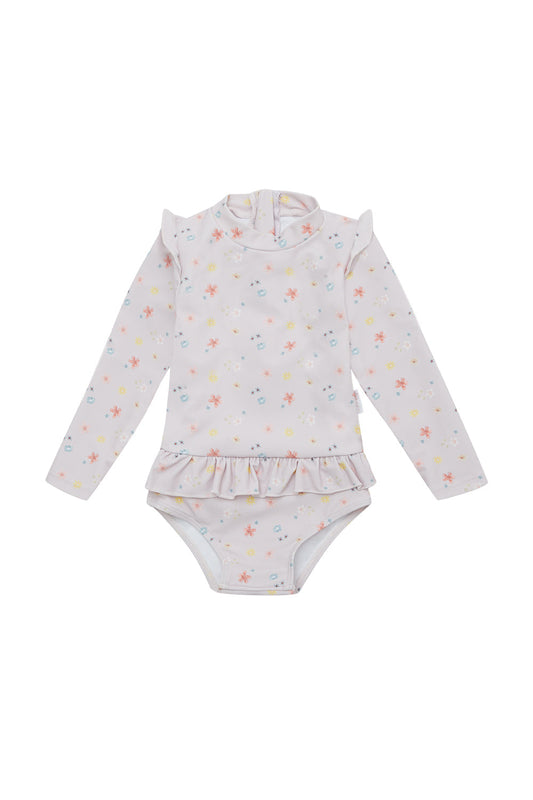 Langarm-Badeanzug 'Lavender Flowers'