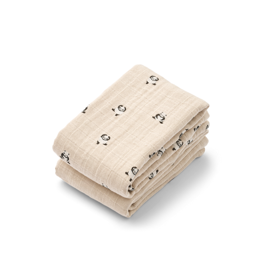 2er-Pack Musselintücher Lewis 'Mini Panda/Sandy Mix'