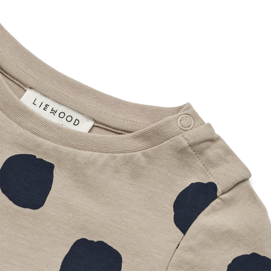Longsleeve Margit mit Schößchen 'Spot Dots/Mist'