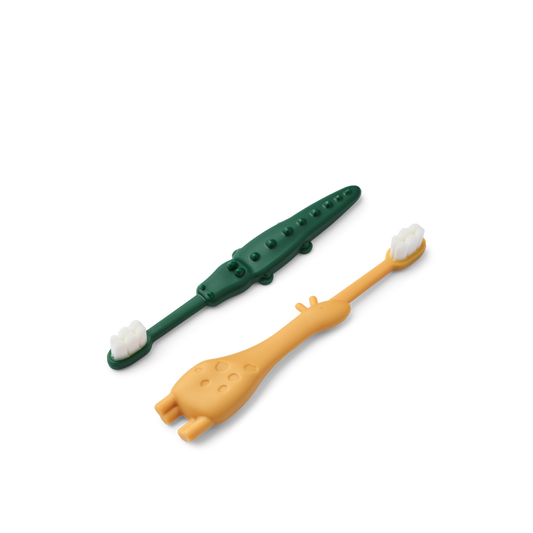 2er-Set Kleinkind-Zahnbürsten Fabio 'Yellow Mellow/Garden Green'