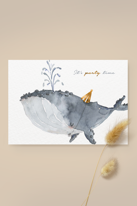 Grußkarte Wal 'Party Time'