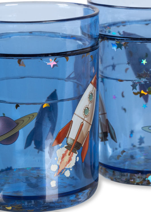 2er Set Glitzer-Becher 'Outer Space'