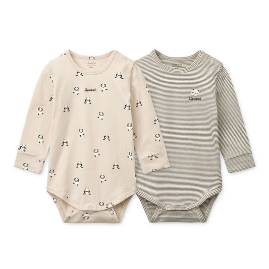 2er-Set Langarmbodys Yanni 'Mini Panda/Classic Navy Stripe/Mix'
