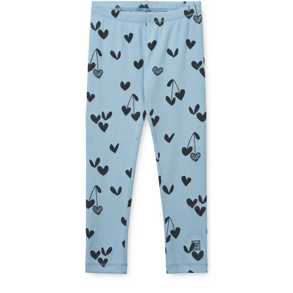 Bedruckte Ripp-Leggings Marien 'Sweethearts/Beach Blue'