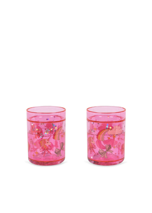 2er Set Glitzer-Becher 'Rainbow Bow'