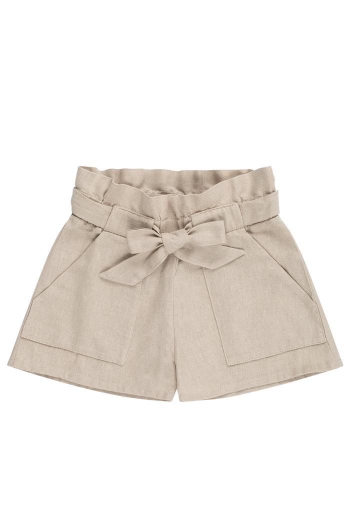 Leinenshorts mit Schleife 'Powder Gray' - The Little One • Family.Concept.Store. 