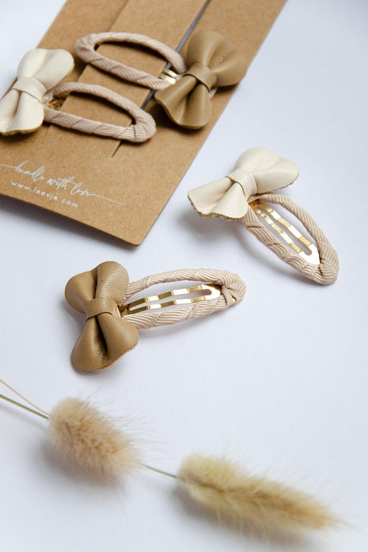 Haarspangen 'Vegan Leather Bows Clips' - The Little One • Family.Concept.Store. 