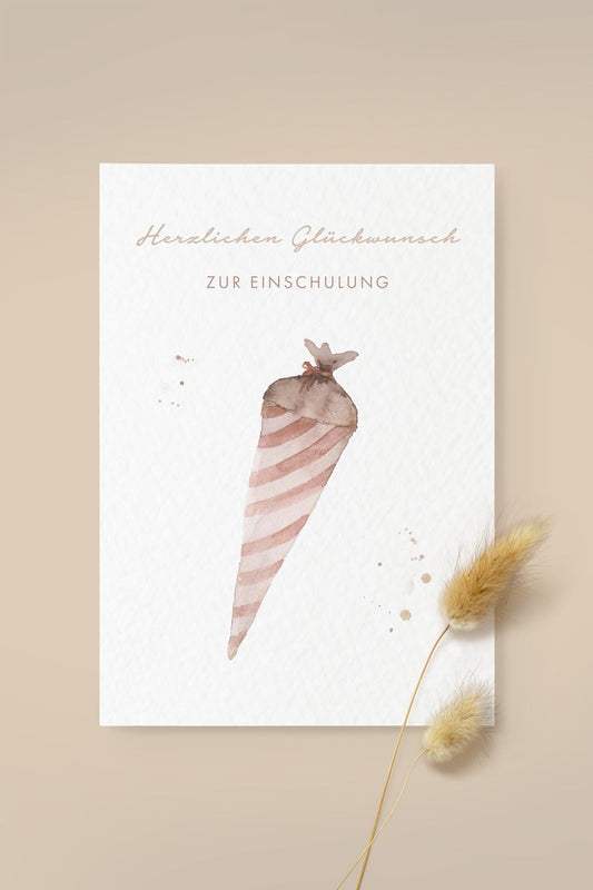 Grußkarte Schultüte 'Herzlichen Glückwunsch zur Einschulung' - The Little One • Family.Concept.Store.
