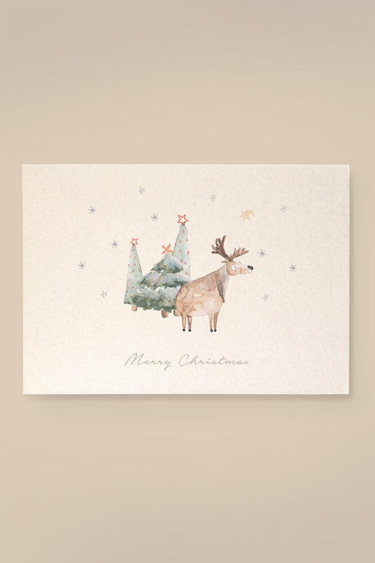 Grußkarte Rentier mit Bäumen "Merry Christmas" - The Little One • Family.Concept.Store. 