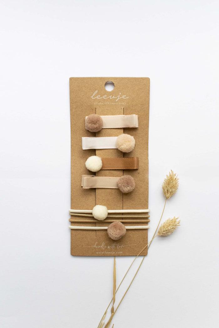 Haarspangen 'PomPom Nude Mix' - The Little One • Family.Concept.Store. 