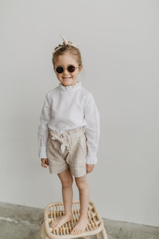 Leinenshorts mit Schleife 'Powder Gray' - The Little One • Family.Concept.Store. 
