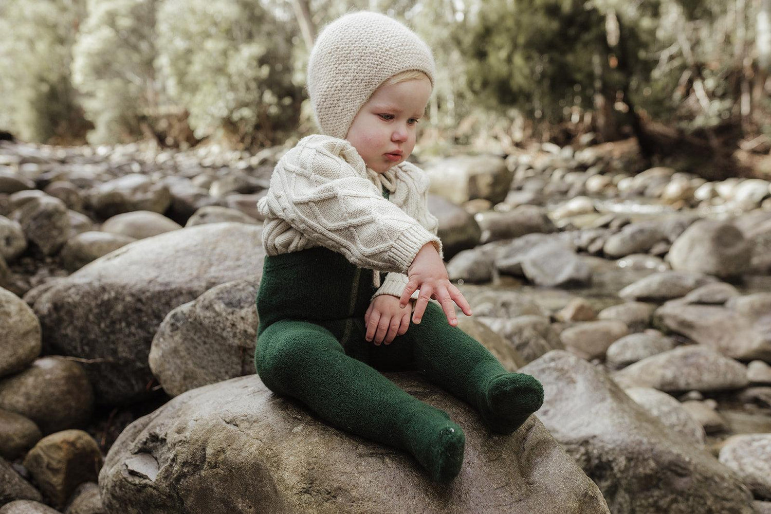 Strumpfhose Teddy Warmy Footed 'Dark Forest Green' - The Little One • Family.Concept.Store. 