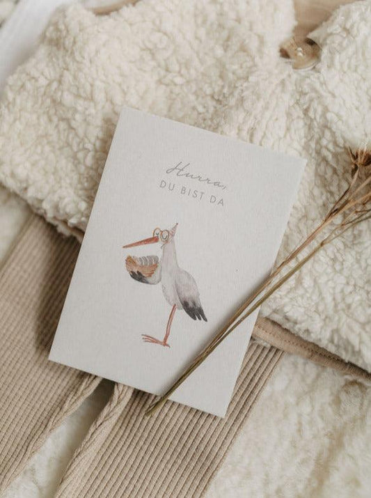 Grußkarte Storch "Hurra" - The Little One • Family.Concept.Store. 